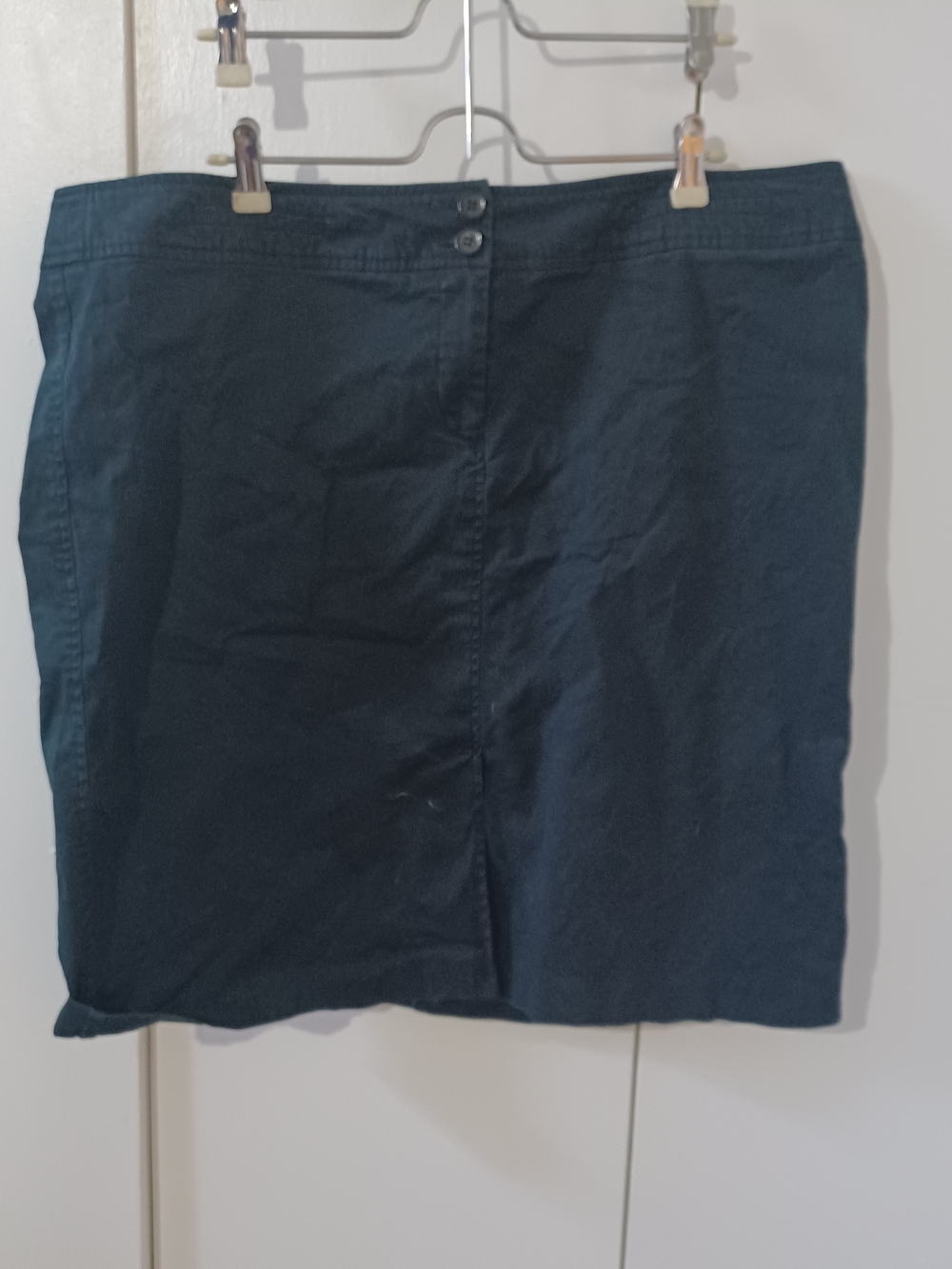Lane Bryant Black Mini Skirt with Front Button Detail